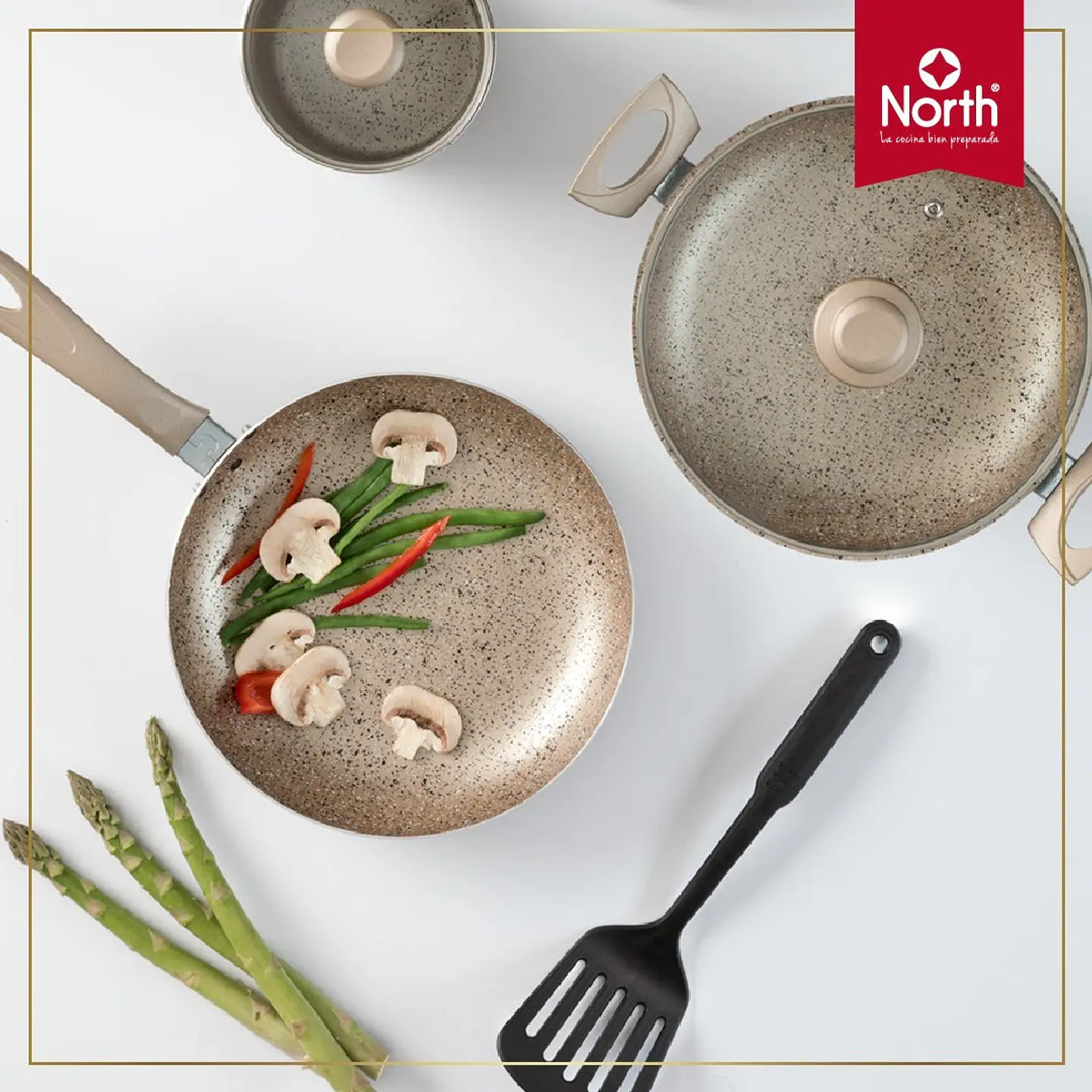 Juego de Ollas 7 piezas + 3 Utensilios Gold Encuentros / North 3