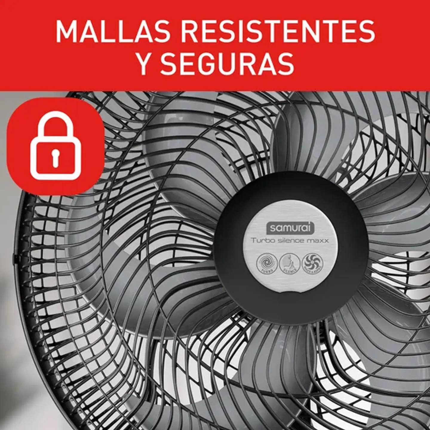Ventilador Samurai Turbo Silence Maxx 3 en 1, 3 Velocidades, Negro 12