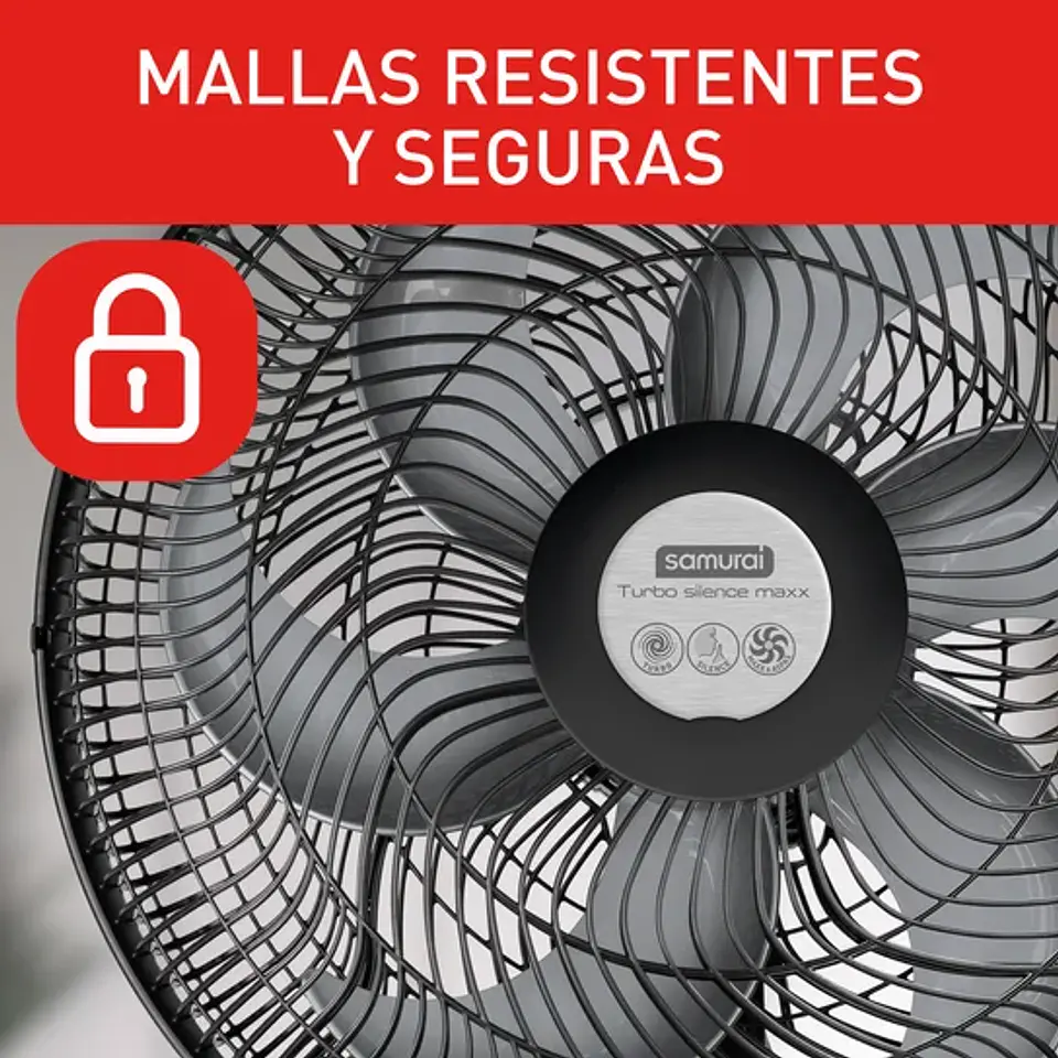 Ventilador Samurai Turbo Silence Maxx 3 en 1, 3 Velocidades, Negro 12