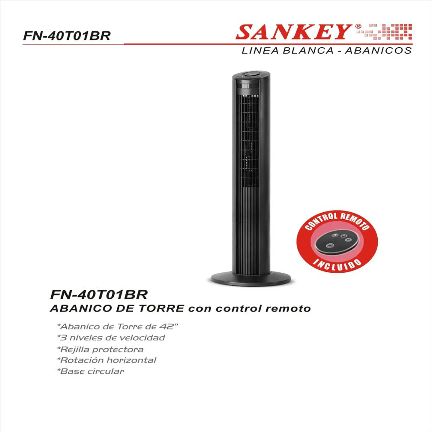 Ventilador De Torre Con Control Remoto Intuitivo Sankey 3