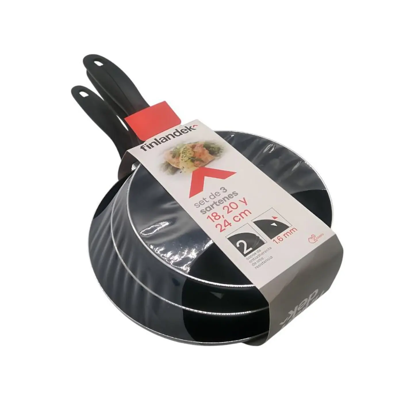 Sarten FINLANDEK Aluminio Antiadherente x 3 Unidades 3 Pieza Surtido 2