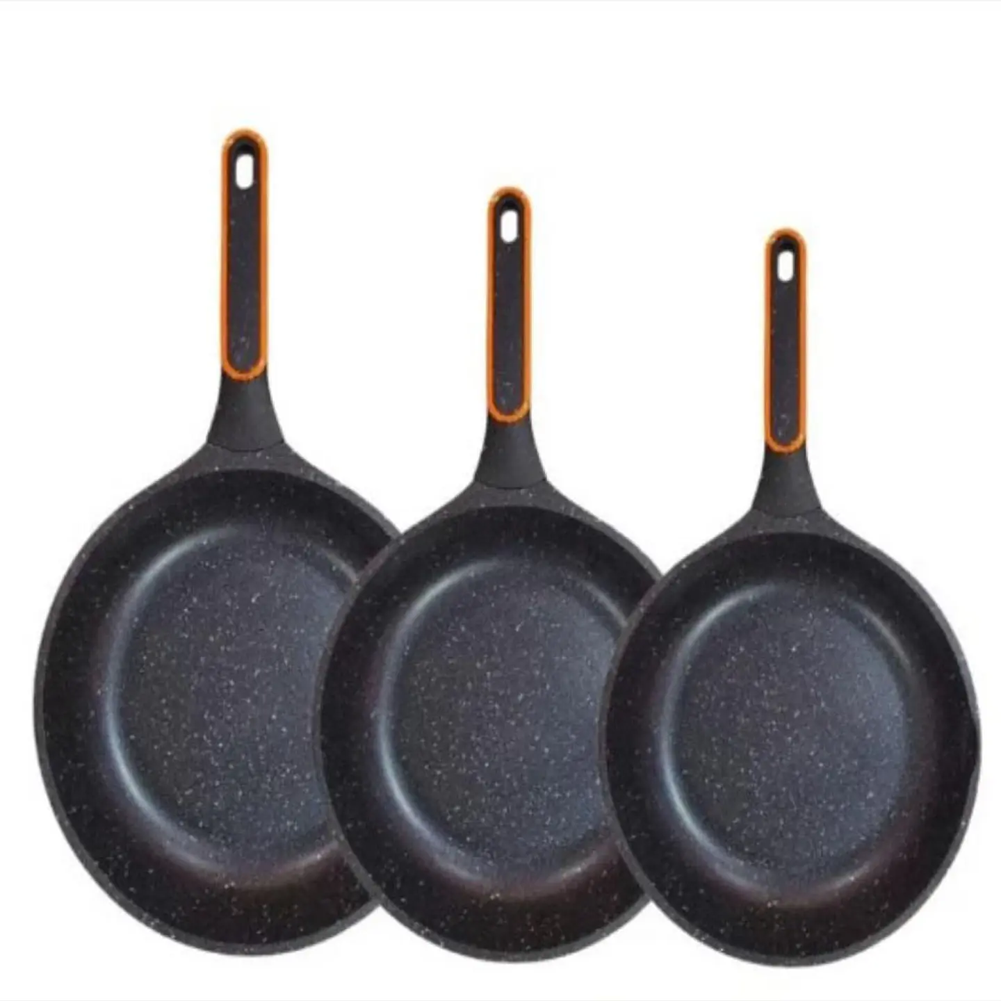 Sartenes En Marmol Swiss Home X3 Con Tapa De Vidrio 1