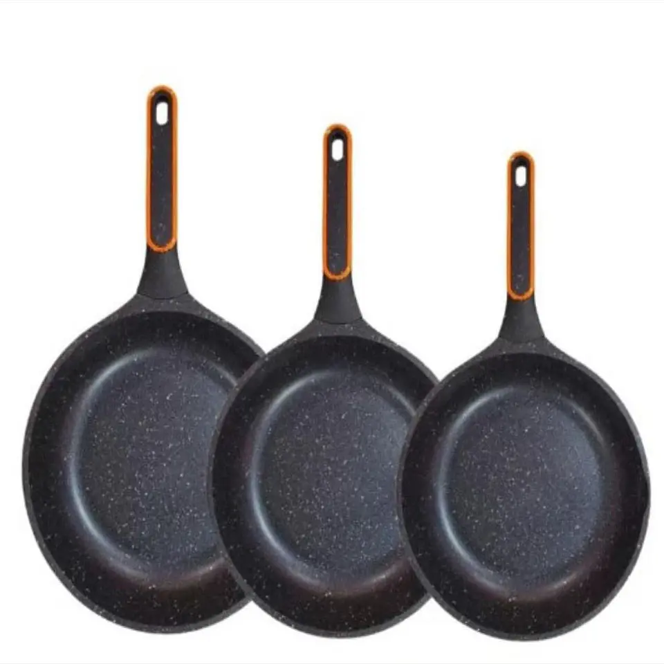 Sartenes En Marmol Swiss Home X3 Con Tapa De Vidrio 1