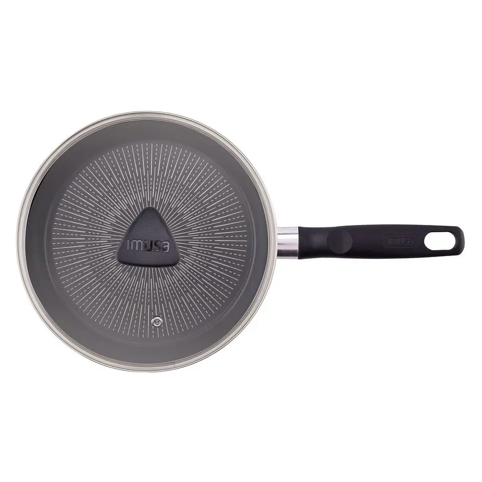 Sarten IMUSA Aluminio 24 cm Antiadherente Tapa de Vidrio 2 Piezas Gris 2