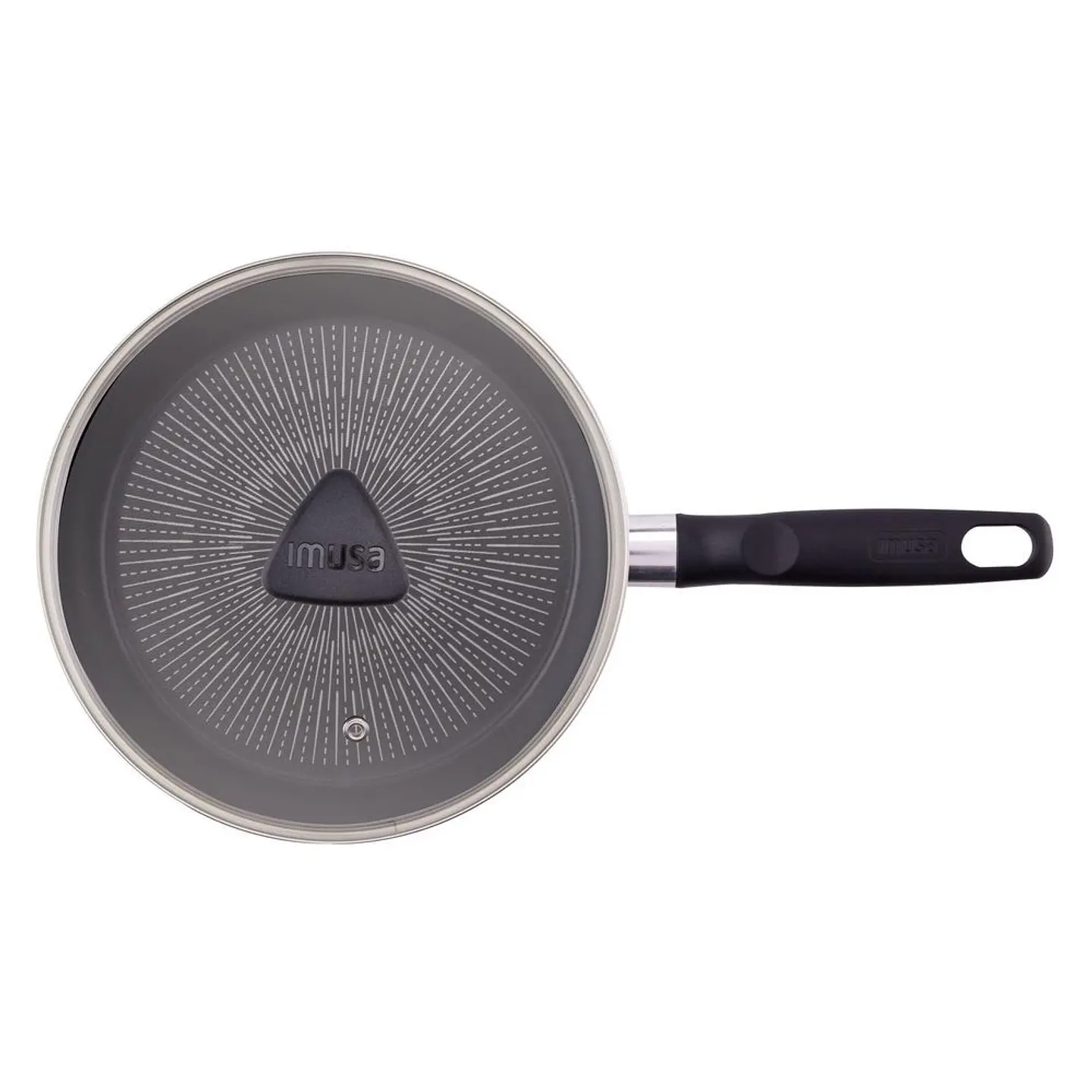 Sarten IMUSA Aluminio 20 cm Antiadherente Tapa de Vidrio 2 Piezas Gris 2