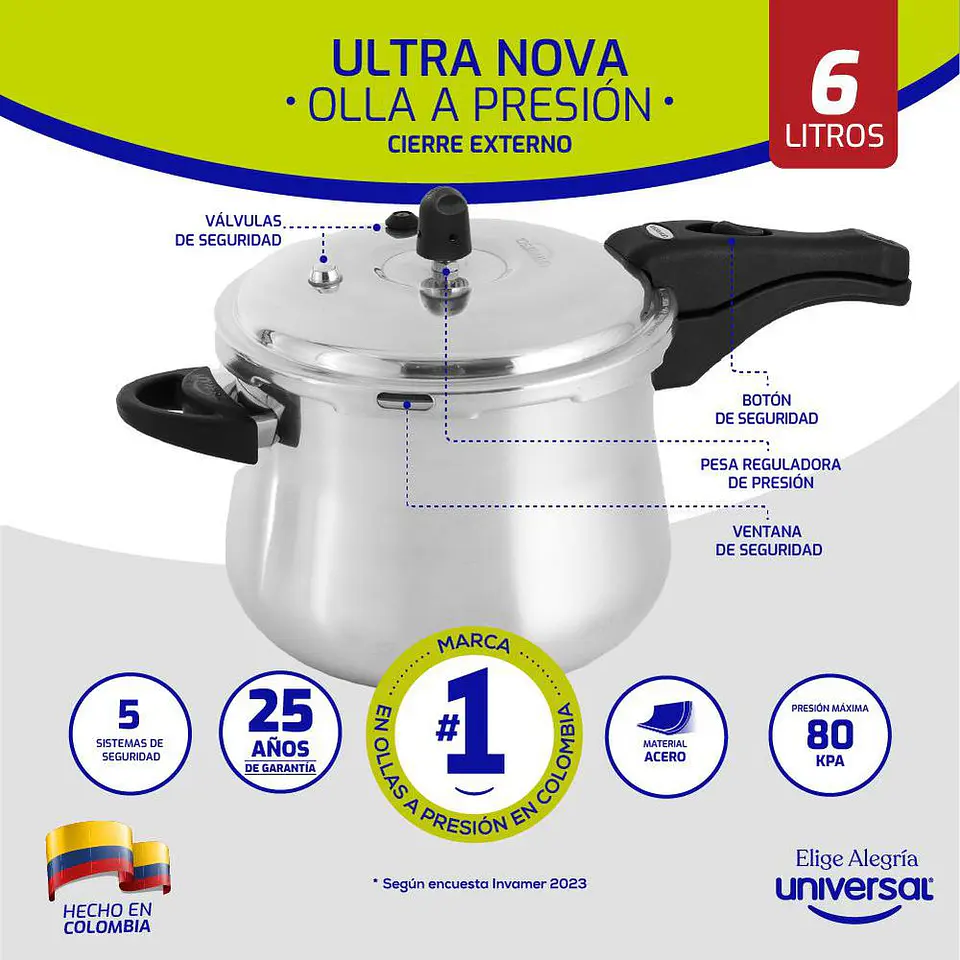 Olla A Presión Nova 6L UNIVERSAL L29690 4