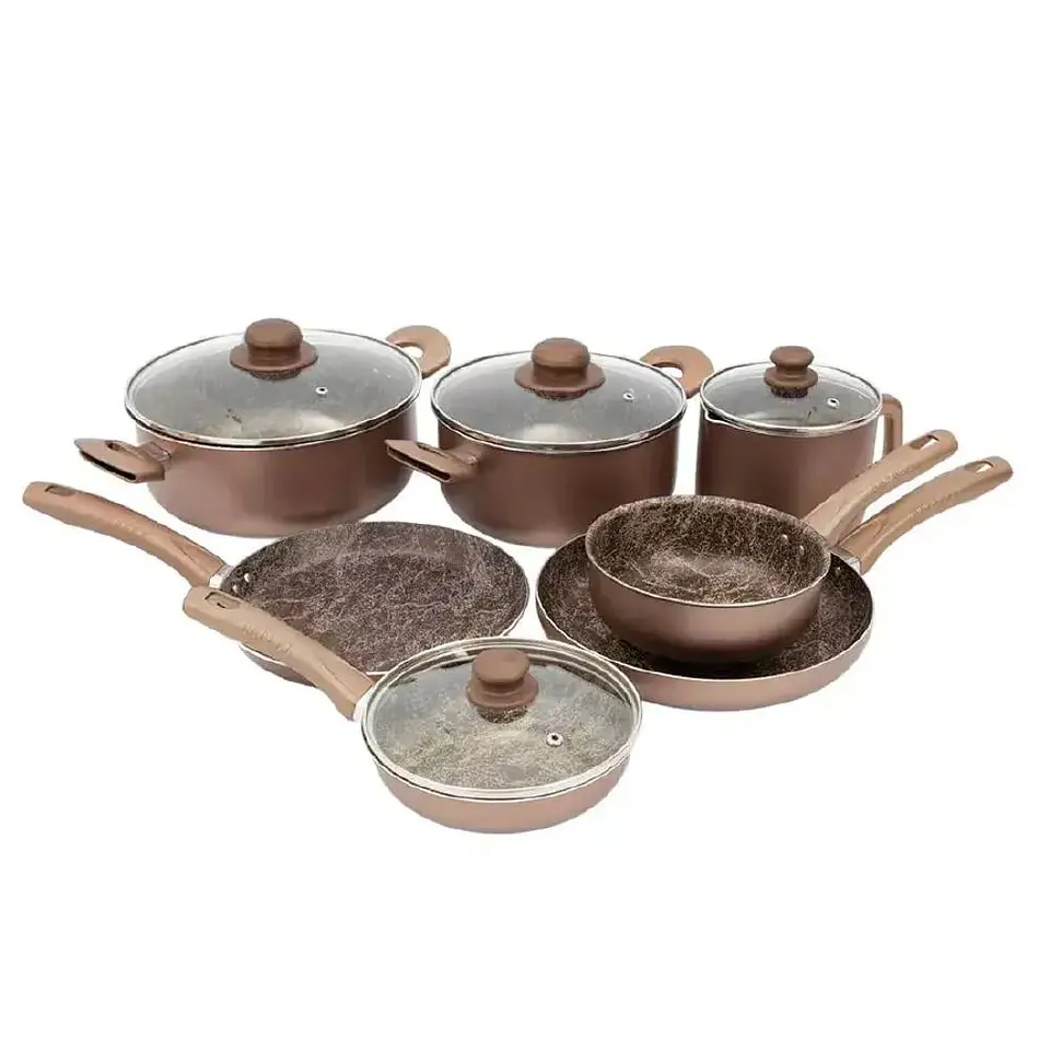 Juego De Ollas Universal 11 Piezas Ambar Teflon Tapa Vidrio 1