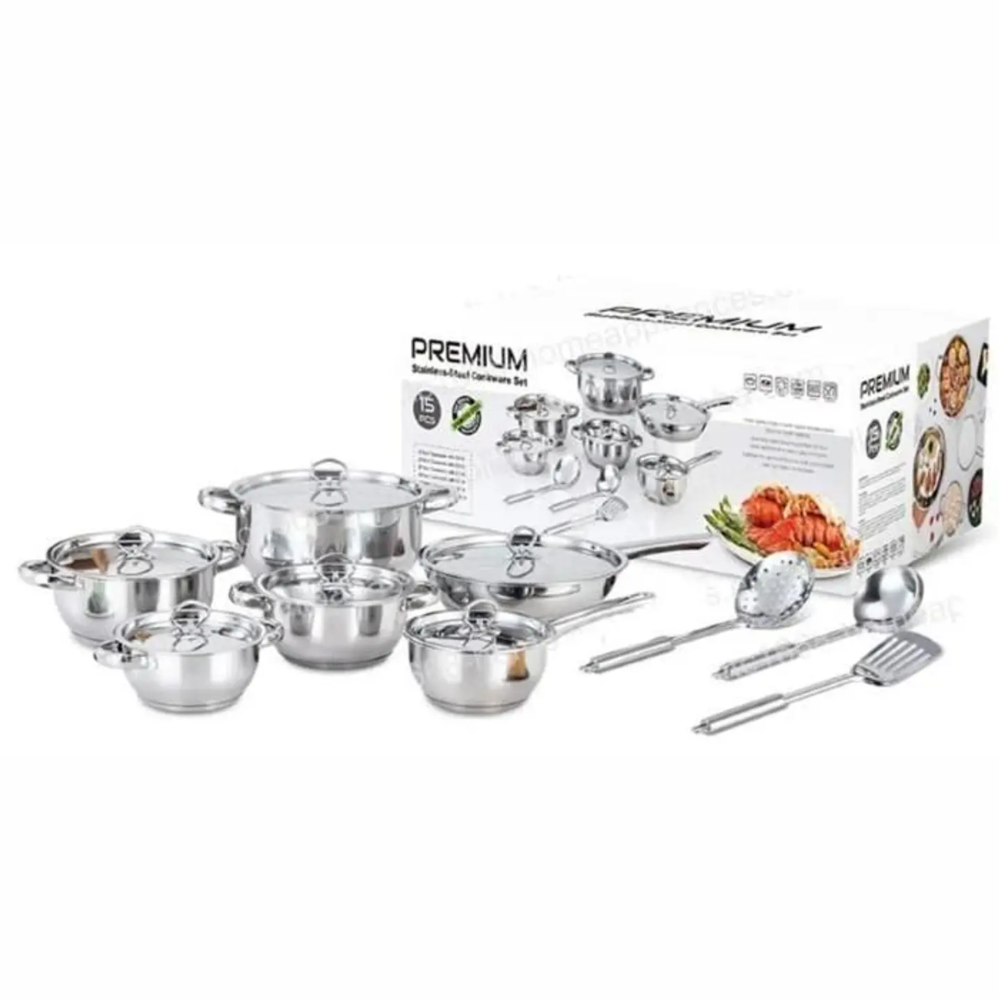 Juego de Ollas En Acero Inoxidable Renahouse Germany de 15 Piezas 1