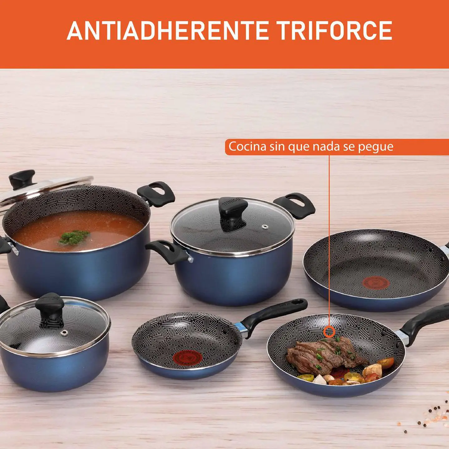 Juego de ollas / Batería de cocina IMUSA Aluminio Antiadherente 9 Piezas Blue 9 Blue 8