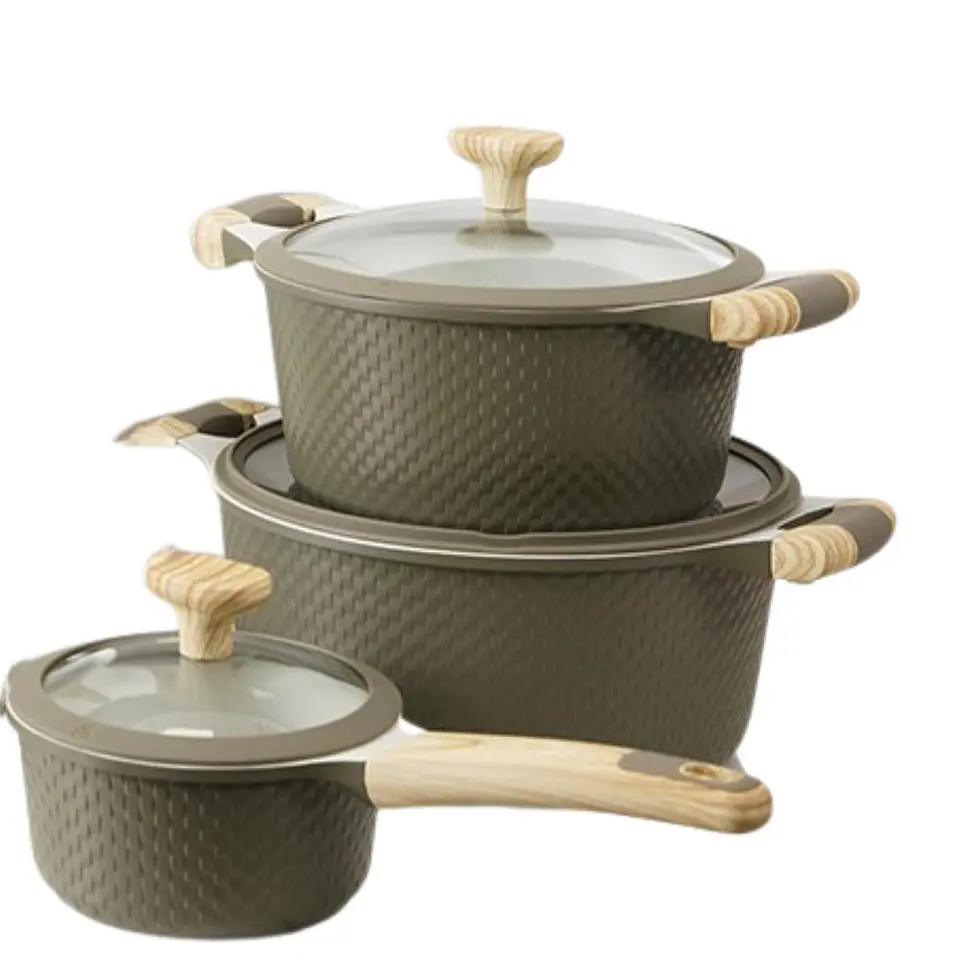 Juego De Ollas En Granito Ceramica X 10 Piezas Antiadherente Verde 2