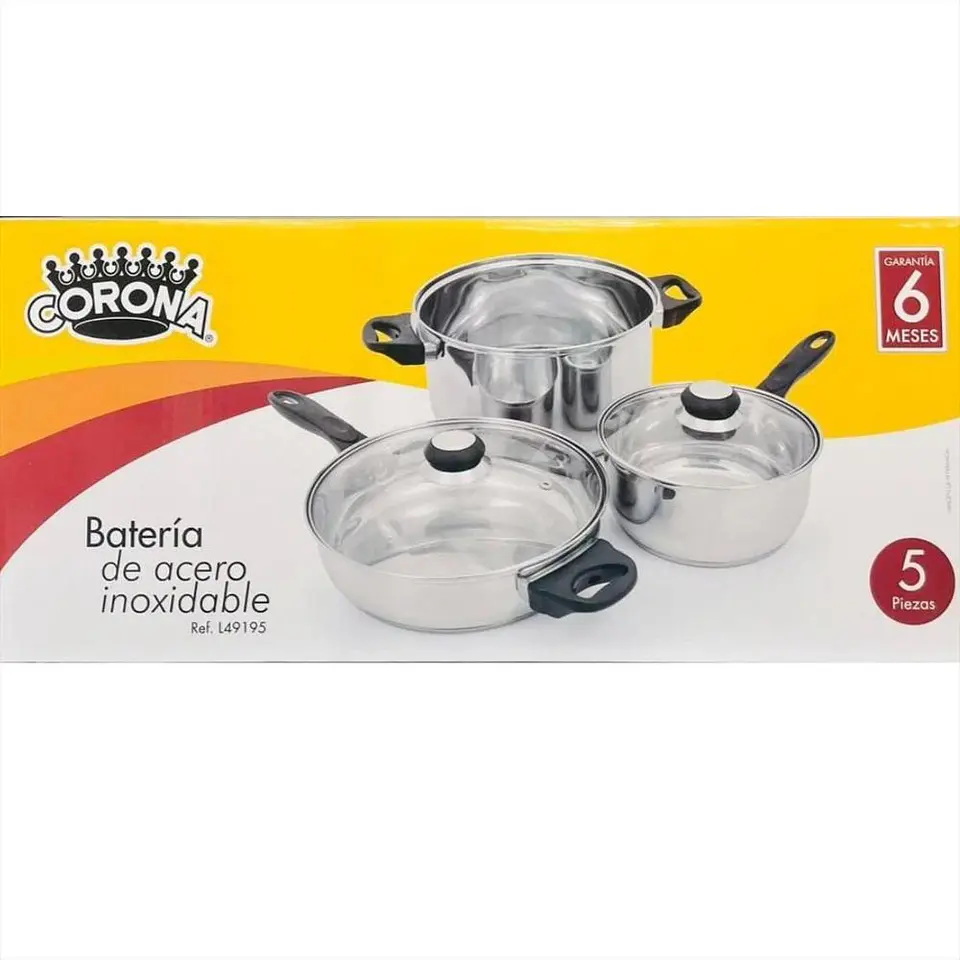 Juego De Bateria En Acero Inoxidable Olla De 24 Cm Perol De 18 Cm Sarten De 24 Cm 2