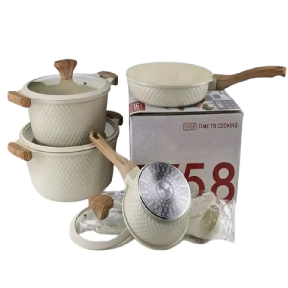 Juego De Ollas En Granito Ceramica X 10 Piezas Antiadherente Verde 3