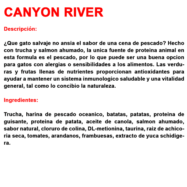 taste of the wild gato canyon river (Trucha Y Salmon) 6.6kg 2