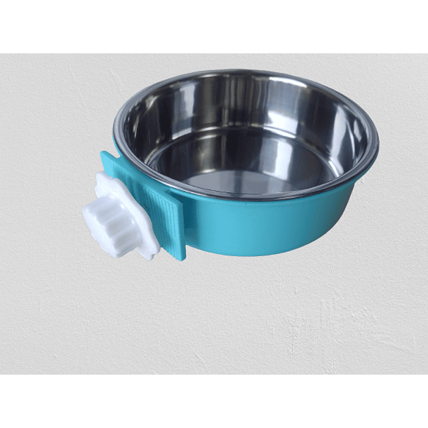 Plato bebedero comedero colgante acero inoxidable para mascota (diam 15 cm - Alto 5 cm) 2