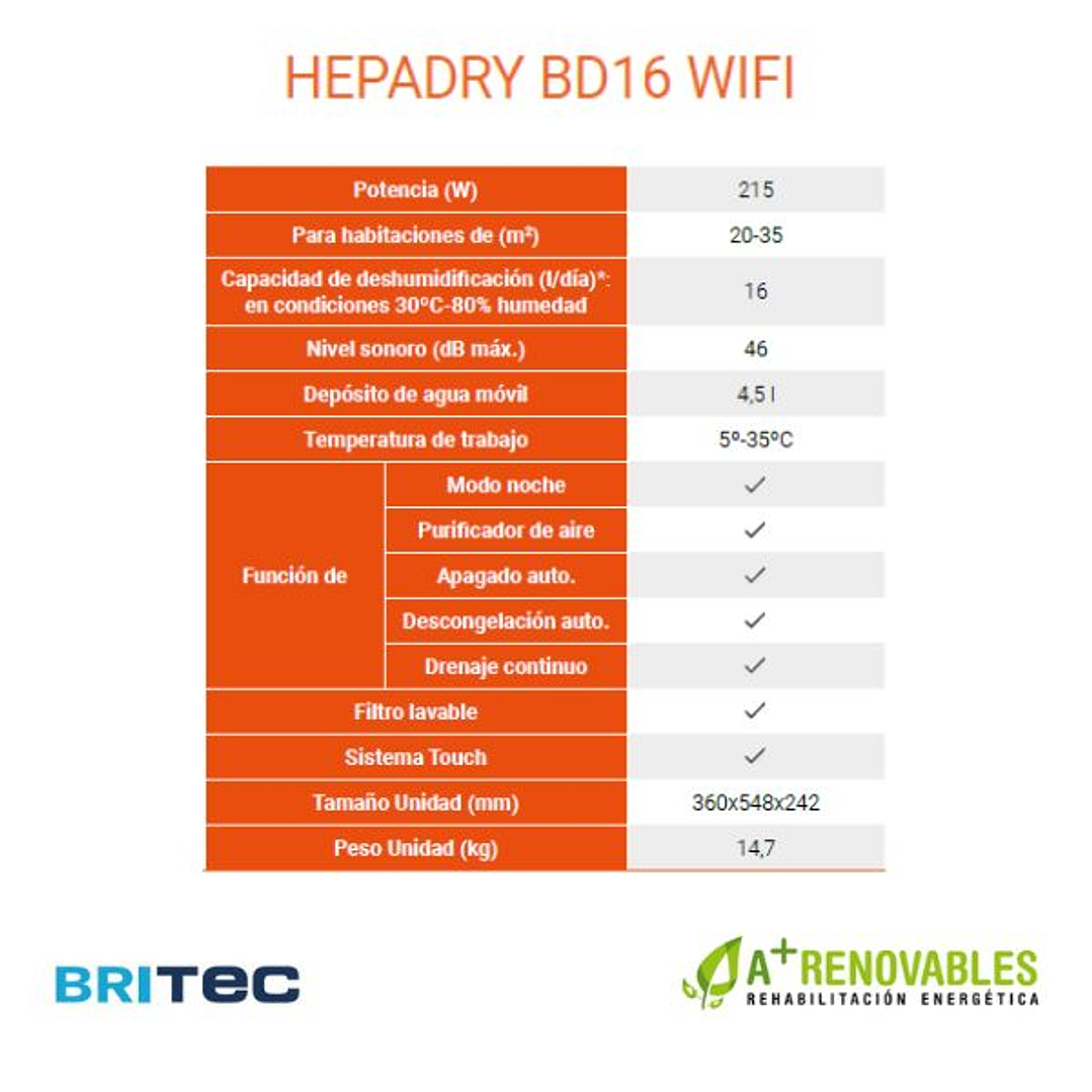 Deshumidificador Hepadry BD16 WiFi 3