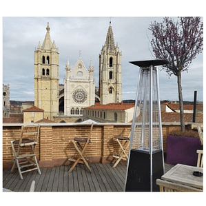 Estufa de Gas para Exterior BRITEC Flamme Pirámide | Plata, Negro e Inox