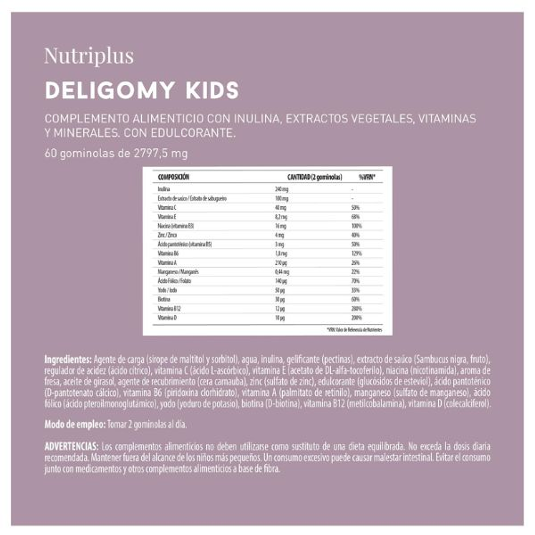 Gominolas Multivitamínicas Infantiles Deligomy Kids – 13 Vitaminas y Minerales + Extracto de Saúco Negro (Sambucus) 6