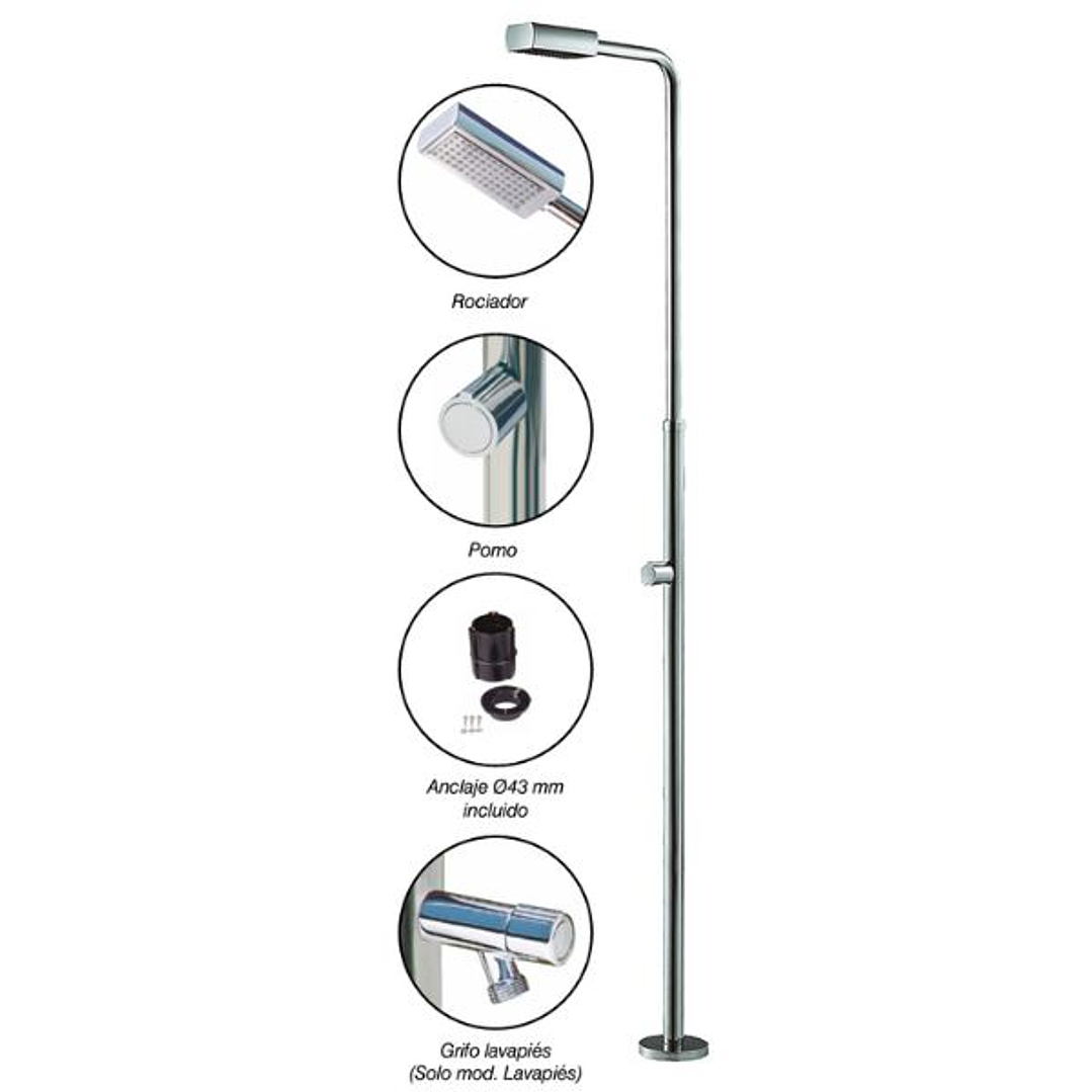 Ducha para Piscina con Rociador y Válvula AISI 304 2