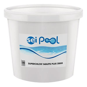 Tricloro Lento 90/200 en Tabletas de 200g – SEIPOOL SUPERCHLOR TABLETS PLUS – Bote de 5 kg