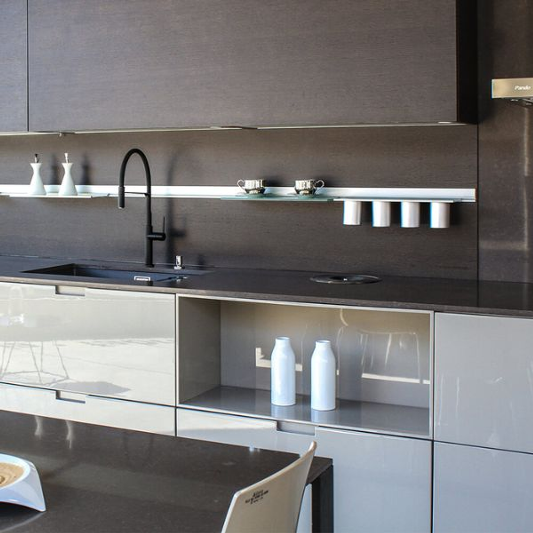 Grifo de cocina monomando 255 mm Chef Slim Negro Mate Cold Open 5