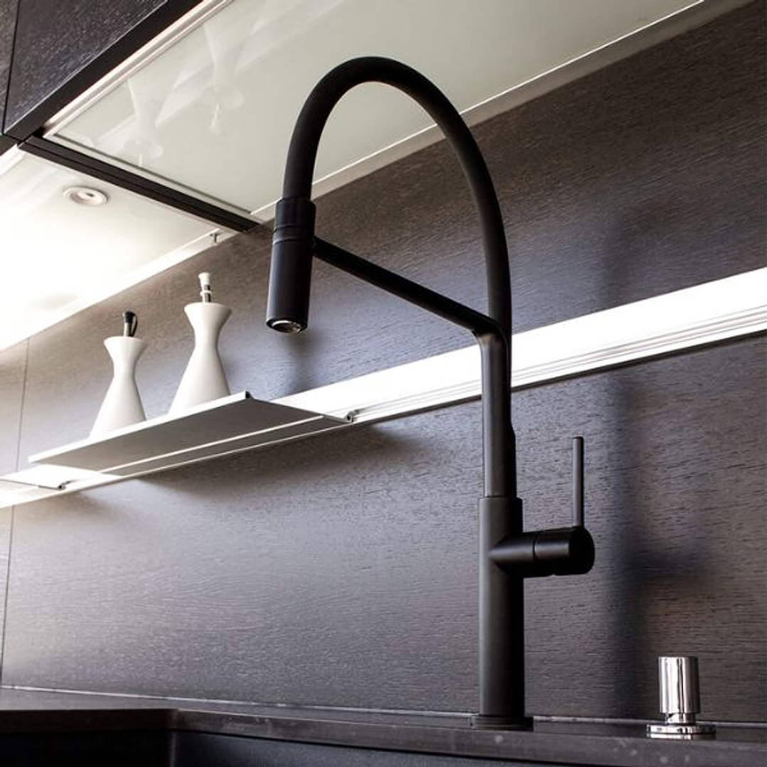 Grifo de cocina monomando 255 mm Chef Slim Negro Mate Cold Open 7