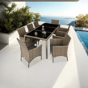 Conjunto de Ratán 8+1 Almansa – Elegancia y Comodidad para tu Jardín