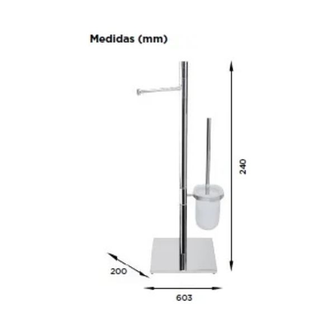 Escobillero de Baño de Suelo Stillo Cromo con Portarrollos | Sin Fijación | Latón 2