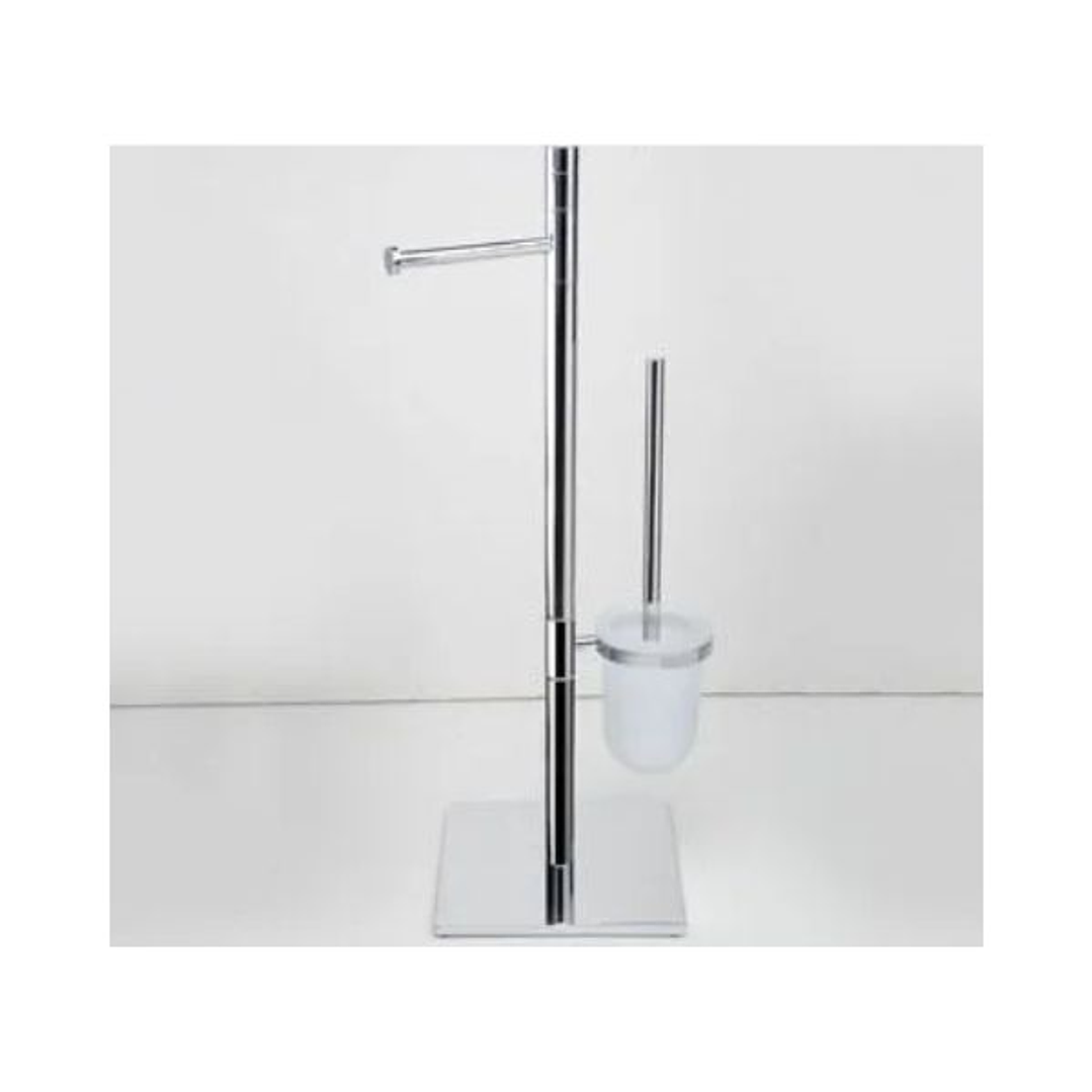 Escobillero de Baño de Suelo Stillo Cromo con Portarrollos | Sin Fijación | Latón 1