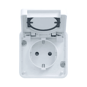 Toma de Corriente Schuko con Tapa Basculante Hager Berker Cubyko | Componible | Blanco o Gris