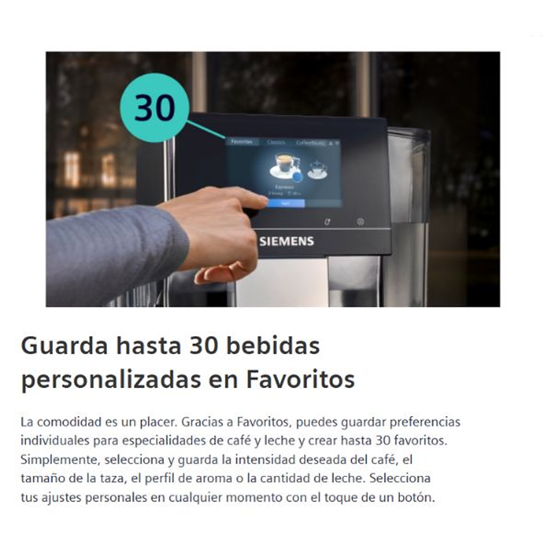 Cafetera Integrable Siemens CT718L1B0 iQ700 – Negro, con Depósito de Agua y Sistema de Leche Integrado 9