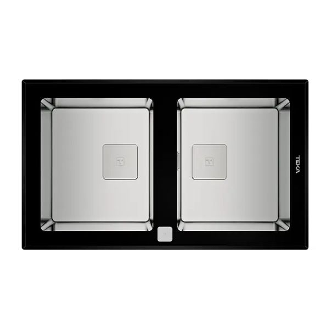 Fregadero de Cocina Teka PURELINE DIAMOND RS15 2C 86 Bajo Encimera | Vidrio Templado + Acero Inoxidable 18/10 | SilentSmart 1