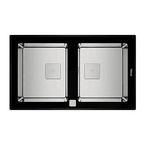 Fregadero de Cocina Teka PURELINE DIAMOND RS15 2C 86 Bajo Encimera | Vidrio Templado + Acero Inoxidable 18/10 | SilentSmart