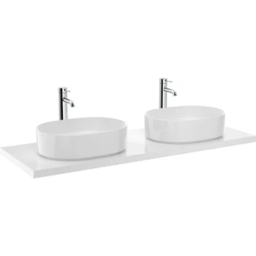 Encimera de Baño Roca Savana 1400x500 mm Blanco Brillo – Hidrófuga y Versátil 1