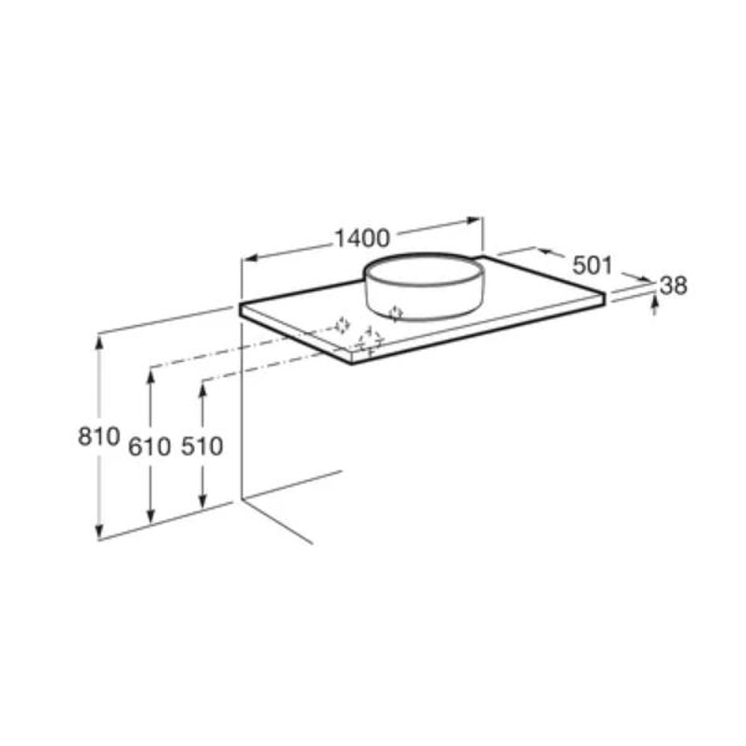 Encimera de Baño Roca Savana 1400x500 mm Blanco Brillo – Hidrófuga y Versátil 2