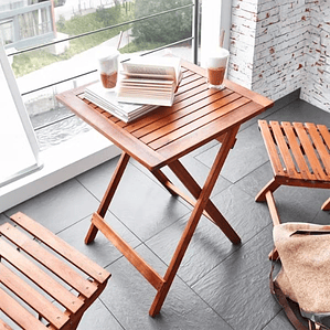 Mesa Plegable de Madera de Acacia 60x60x72 cm | Compacta, Resistente y Elegante para Exteriores
