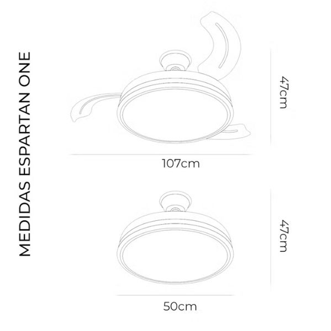 ESPARTAN ONE Ventilador de Techo con Luz LED | Motor DC | Aspas Retráctiles | 6 Velocidades y 3 Tonalidadescidades y 3 Tonos de Luz 3