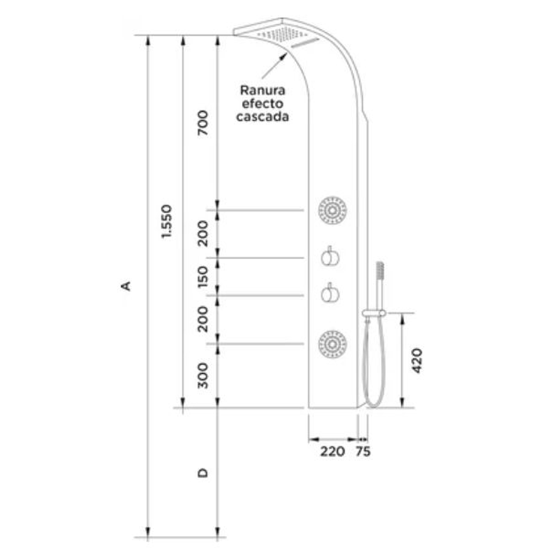 Columna de Hidromasaje Stillo Saria | 4 Vías, 2 Jets, Termostática, Acero Inoxidable 2