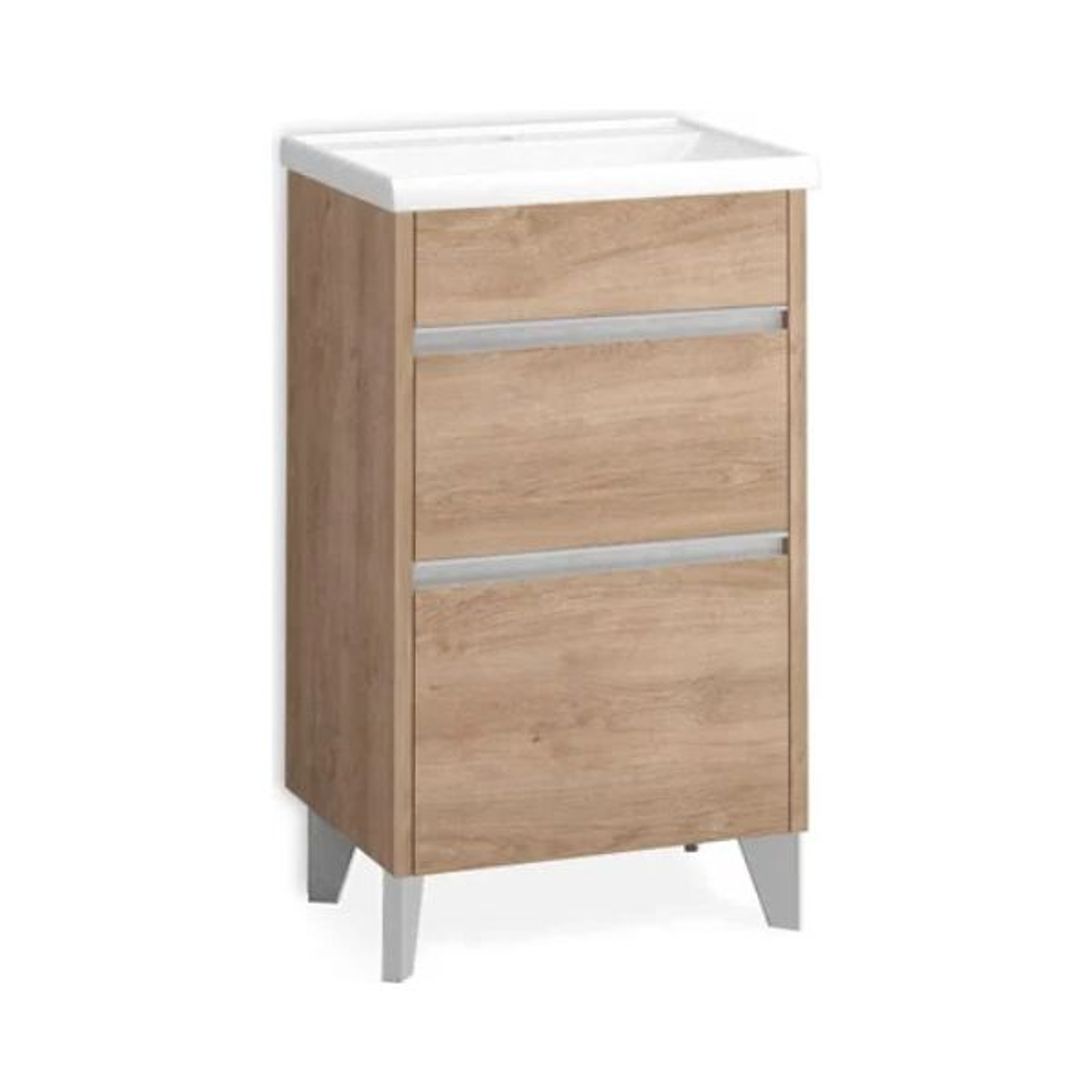 Mueble de Baño Stillo New Slim 2 Cajones | Para Lavabo Empotrable | Blanco Brillo o Marrón Roble | 50 cm y 60 cm 4