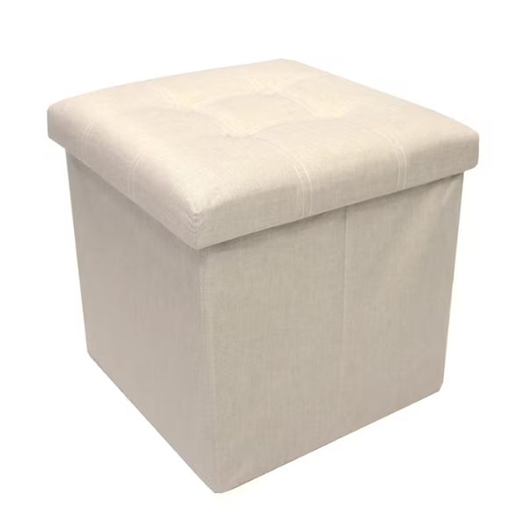 Puff Crema de Tela 38x38 cm | Comodidad y Estilo para Cualquier Espacio 1