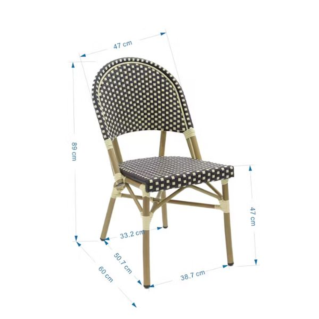 Silla Apilable METRO PROFESSIONAL Aluminio y Ratán PE – Estilo Bambú para Exterior 4