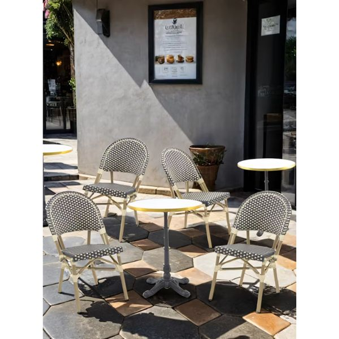 Silla Apilable METRO PROFESSIONAL Aluminio y Ratán PE – Estilo Bambú para Exterior 1