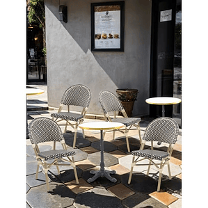 Silla Apilable METRO PROFESSIONAL Aluminio y Ratán PE – Estilo Bambú para Exterior