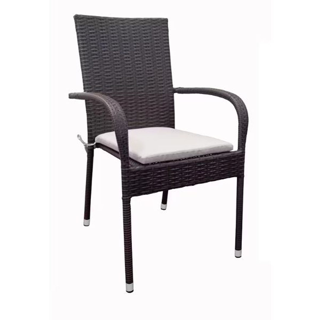 Sillón Apilable METRO PROFESSIONAL Mohim con Cojín | Poliratán Resistente | Negro o Marrón 3