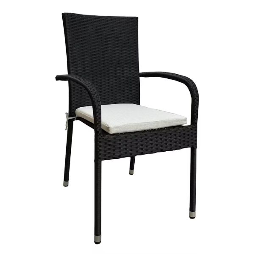 Sillón Apilable METRO PROFESSIONAL Mohim con Cojín | Poliratán Resistente | Negro o Marrón 7