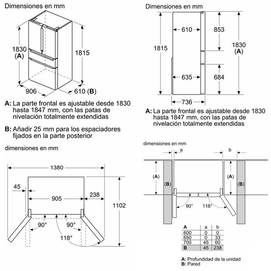 Frigorífico Siemens iQ700 KF96RSBEA French Door Negro – Diseño Premium, Espacio XXL y Tecnología Total noFrost 4