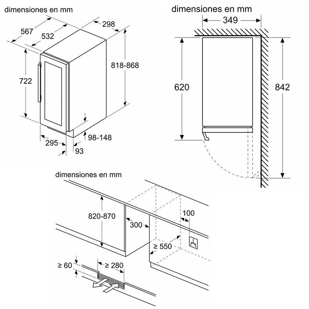Vinoteca Siemens KU20WVHF0 – 21 Botellas, Puerta de Cristal con Filtro UV, Iluminación LED 4