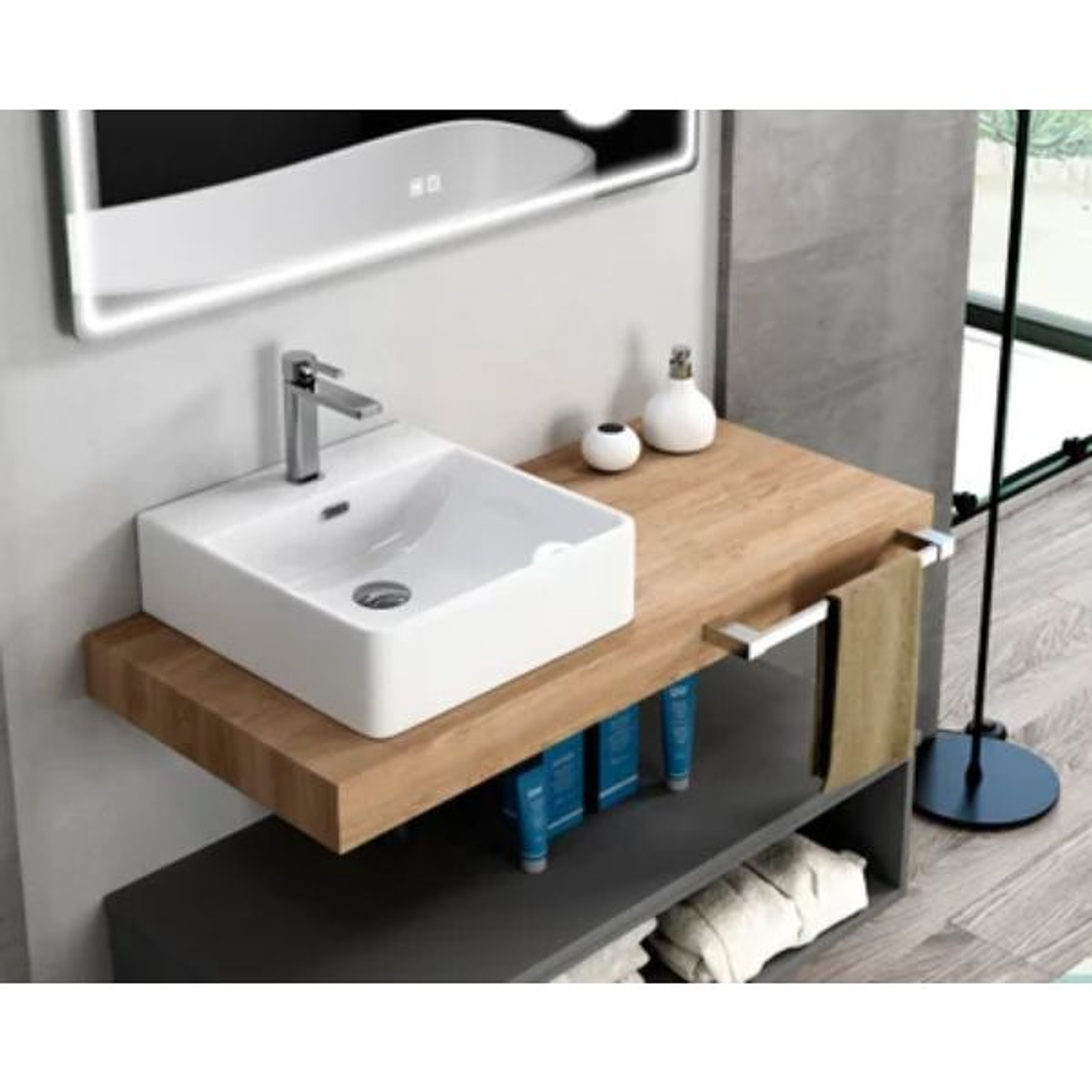 Lavabo VESTA Mural y Sobre Encimera de Porcelana – Diseño Curvo y Elegancia para tu Baño 1