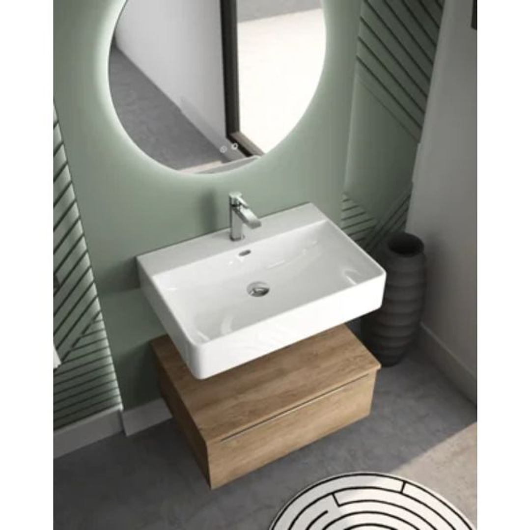 Lavabo VESTA Mural y Sobre Encimera de Porcelana – Diseño Curvo y Elegancia para tu Baño 3