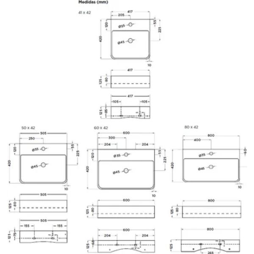 Lavabo VESTA Mural y Sobre Encimera de Porcelana – Diseño Curvo y Elegancia para tu Baño 6