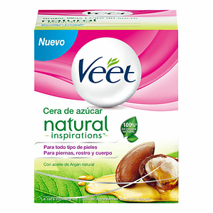Crema Depilatoria Corporal Veet Cera Tibia Natural con Aceite de Argán y Azúcar – Belleza Natural y Piel Suave por más Tiempo
